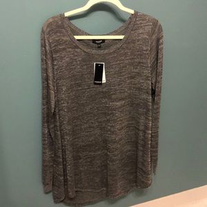 Premise Scoop Neck Shimmer Grey Sweater NWT